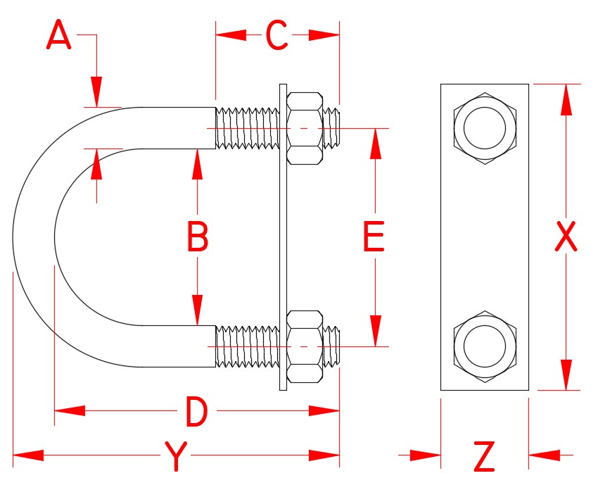 Stainless Steel U-Bolt with Plate, S0351-07010, S0351-07013, S0351-07020, S0351-07025, S0351-07032, S0351-07038, S0351-08013, S0351-08026, S0351-08032, S0351-08038, S0351-08050, S0351-08065, S0351-10013, S0351-10020, S0351-10025, S0351-10032, S0351-10038, S0351-10050, S0351-10065, S0351-10075, S0351-13065, S0351-13075, S0351-13090, S0351-13100, S0351-13125, S0351-13150, S0351-13200, Line Drawing Stainless Steel U-Bolt with Plate, S0351-07010, S0351-07013, S0351-07020, S0351-07025, S0351-07032, S0351-07038, S0351-08013, S0351-08026, S0351-08032, S0351-08038, S0351-08050, S0351-08065, S0351-10013, S0351-10020, S0351-10025, S0351-10032, S0351-10038, S0351-10050, S0351-10065, S0351-10075, S0351-13065, S0351-13075, S0351-13090, S0351-13100, S0351-13125, S0351-13150, S0351-13200, Line Drawing